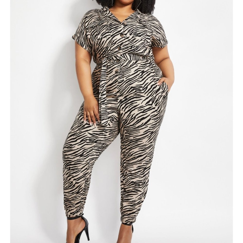 Ashley Stewart zebra print jumpsuit*NEW*